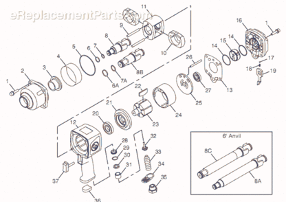 Page A Diagram and Parts List for CP7773-6 8941077736 Chicago Pneumatic Wrench